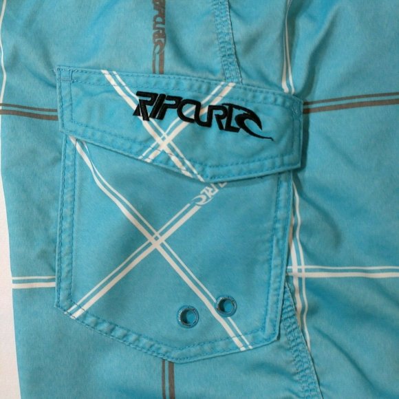 Rip Curl Blue White Chequered Board Shorts Size 32 - Picture 4 of 11